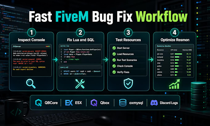 fix fivem bugs lua errors and optimize your server