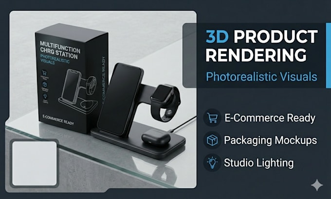 create photorealistic 3d product rendering and packaging mockups