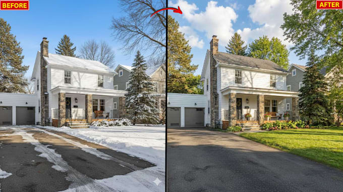 do real estate photo editing interior exterior hdr and seasonal conversion
