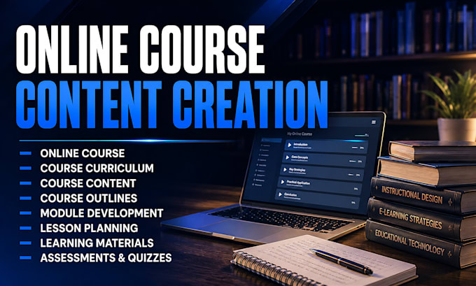 create online course content, curriculum, training manual, elearning course