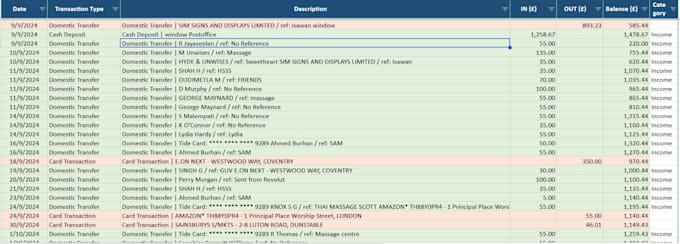 convert PDF bank statement to excel and do reconciliation