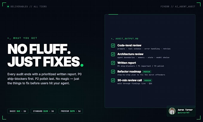 audit your ai agent code and architecture for production readiness