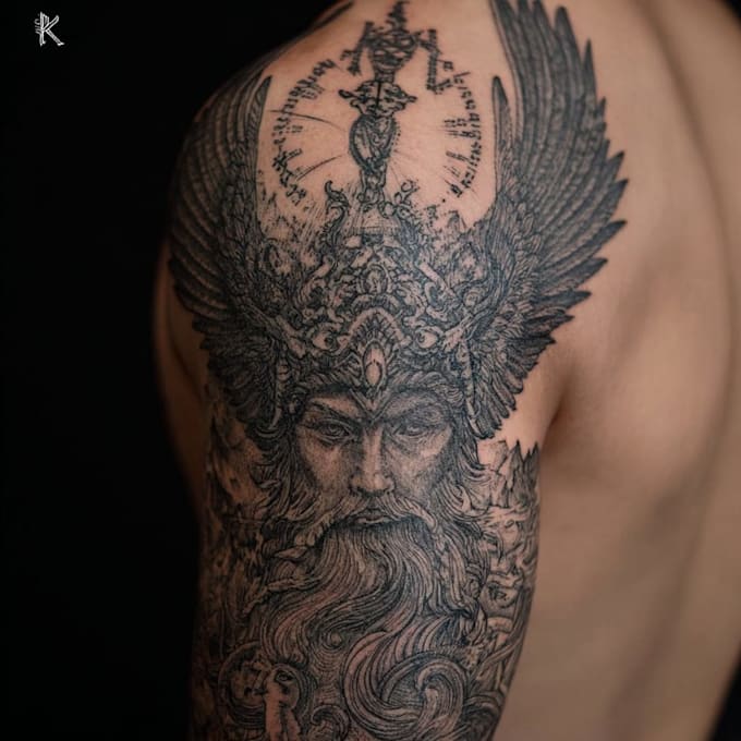 draw blackwork tattoo illustration with dark aesthetic