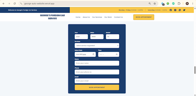 create a custom website for auto repair workshop with booking system