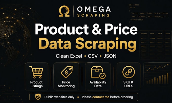 scrape product and price data into excel, CSV or json