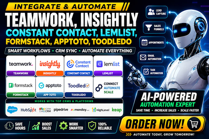 integrate teamwork insightly constant contact lemlist formstack apptoto toodledo