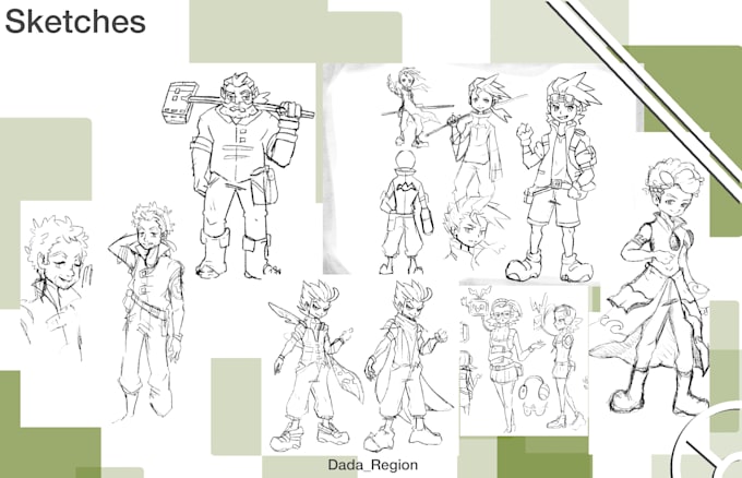 character concept design and pixel art
