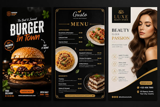 redesign your menu or flyer into a modern professional design