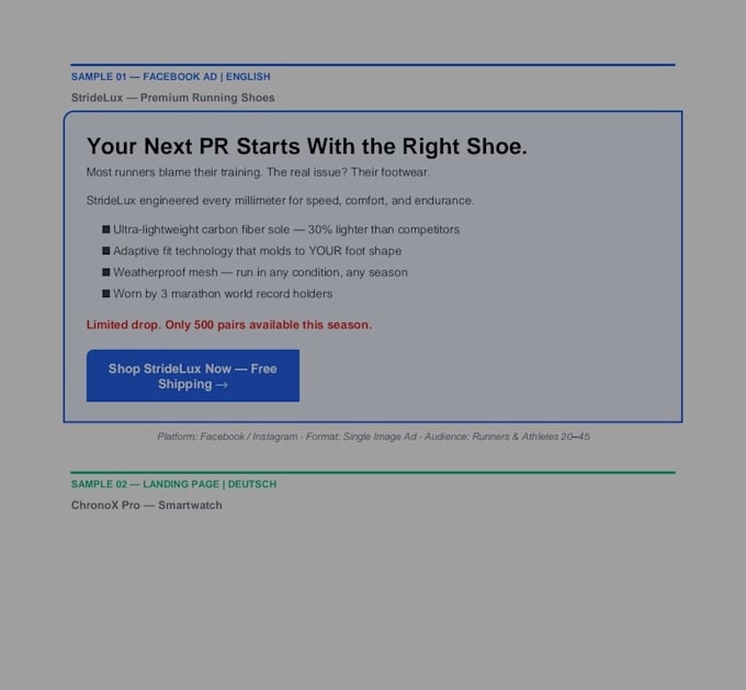 write high converting facebook ad copy for your brand