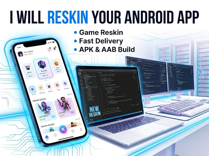 reskin codecanyon android app or game app and publish ready