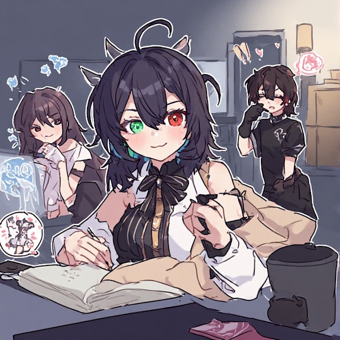 draw anime illustration, vtuber art, visual novel,