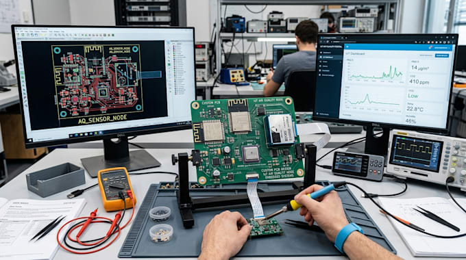 design custom pcb, iot devices, air quality and embedded systems