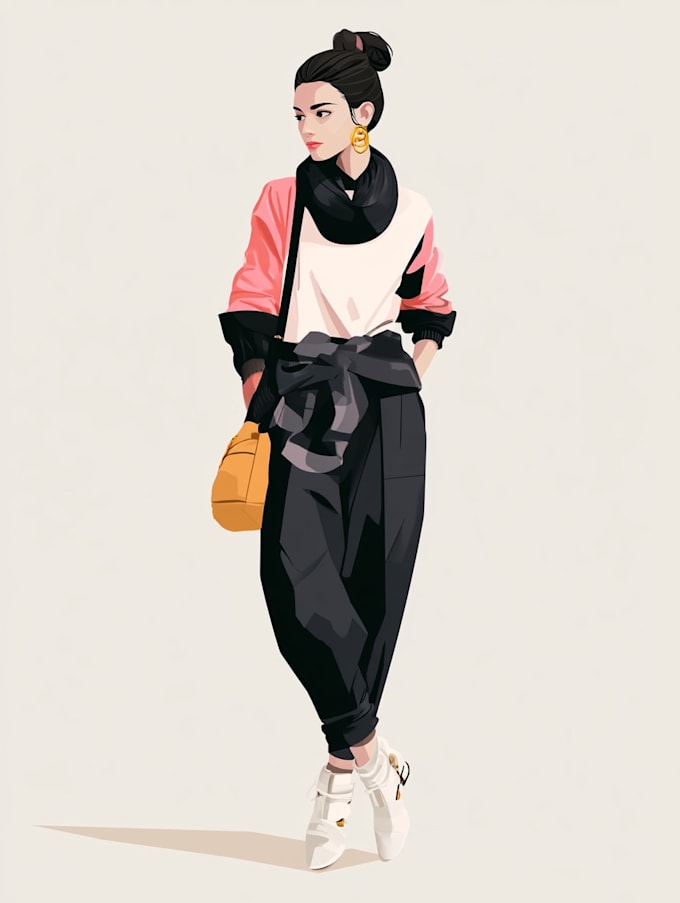 create fashion design illustration and technical drawing