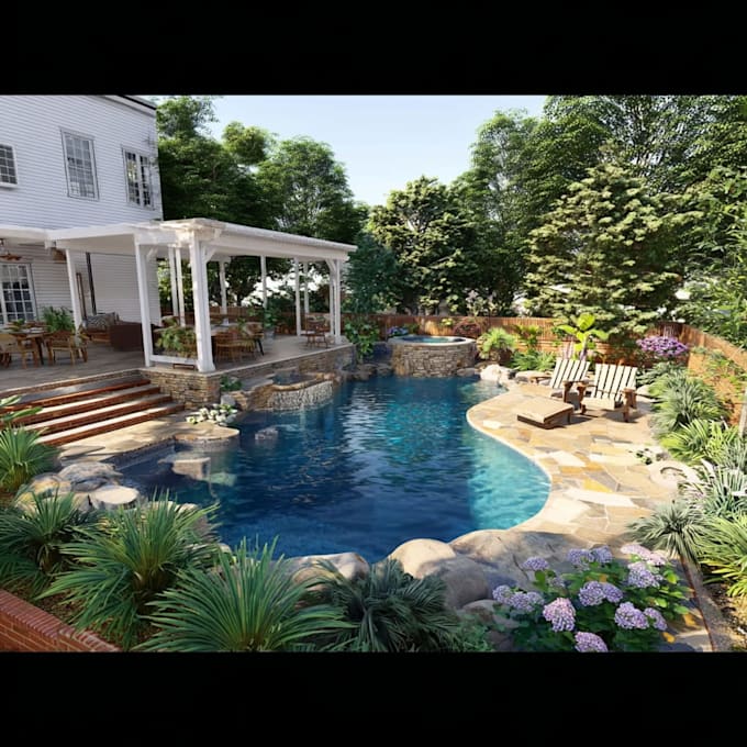 do backyard landscape design garden patio rendering pergola