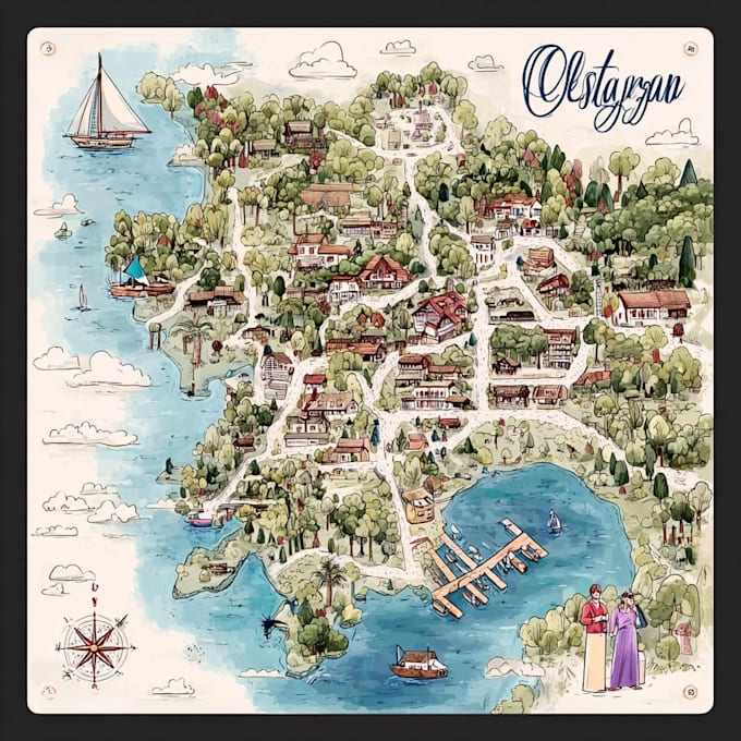 draw campus map illustration for schools and universities