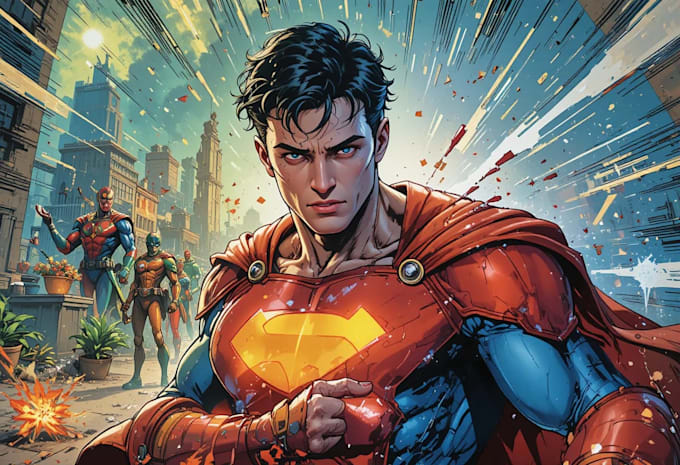 design dynamic superhero comic scenes