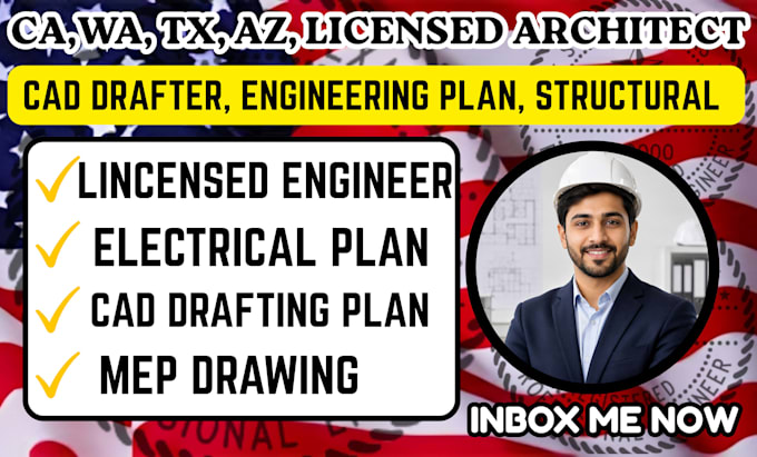 cad drafter, licensed architect, structural engineer, mep, electrical, usa stamp