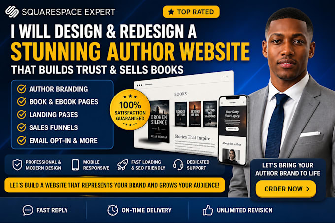 build premium squarespace author and ebook website