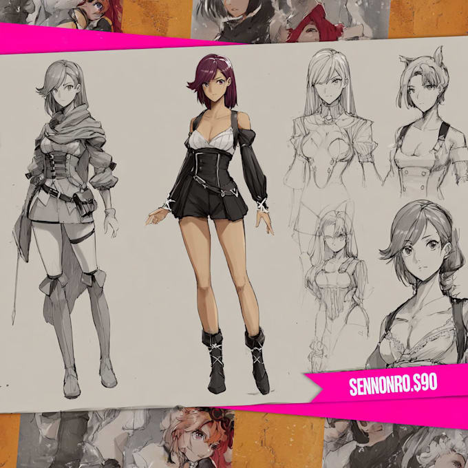 create full anime character sheet