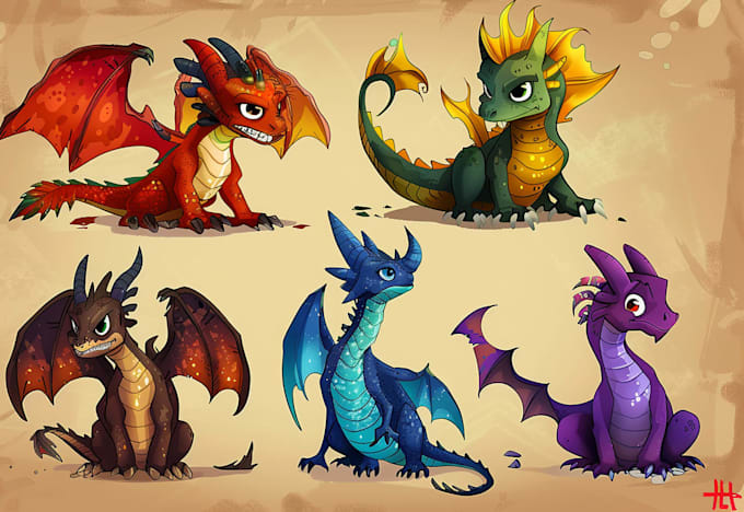 draw cartoon for character, monster, dragon