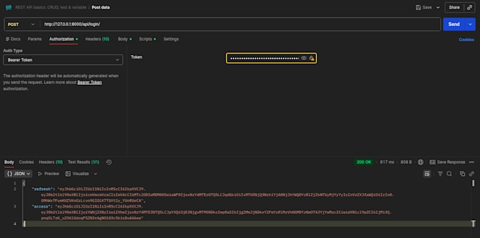 develop a secure django rest API for your web application