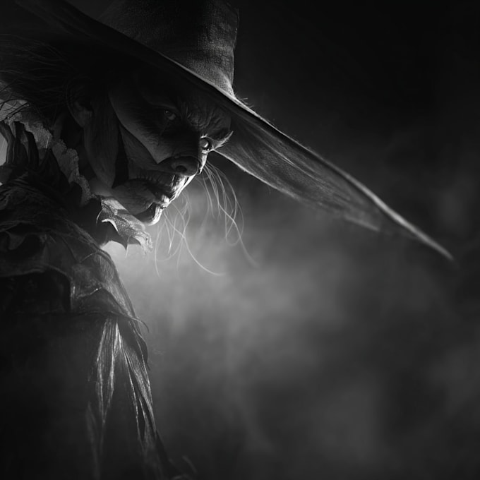create dark art illustration, horor and skull artwork