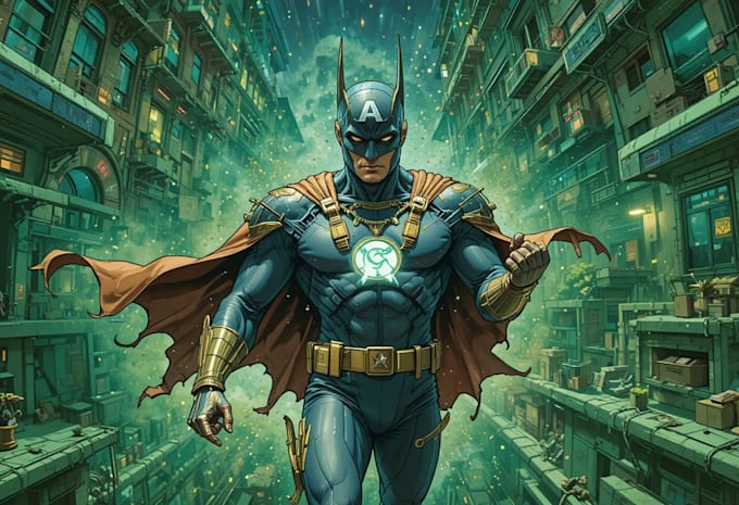 create action packed superhero comic illustrations