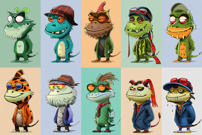 design cartoon characters for nft collections with metadata