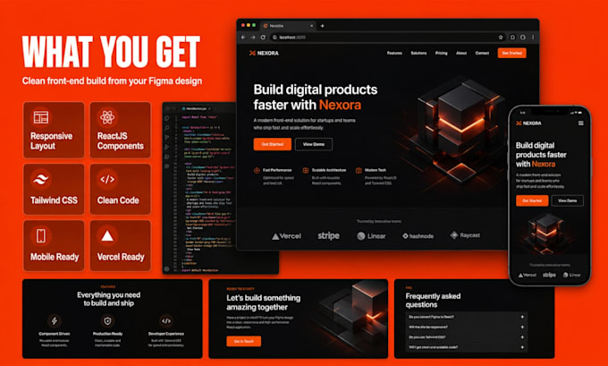 convert figma to reactjs tailwind landing page