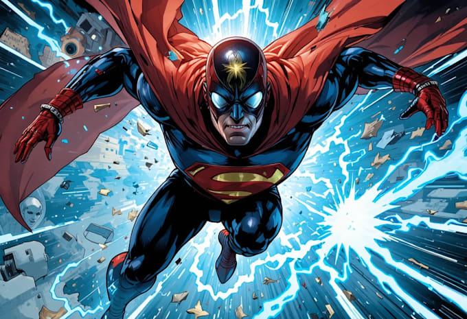 design epic superhero comic art and action scenes