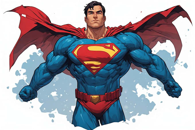 draw black and white comic superhero character line art
