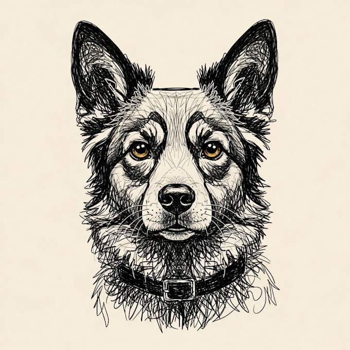draw digital scribble pet portrait