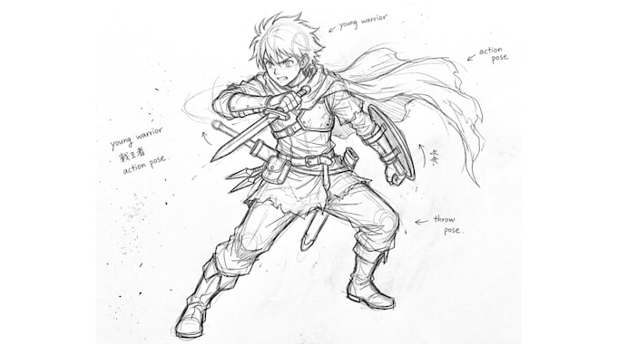 draw sketch and colored anime manga character