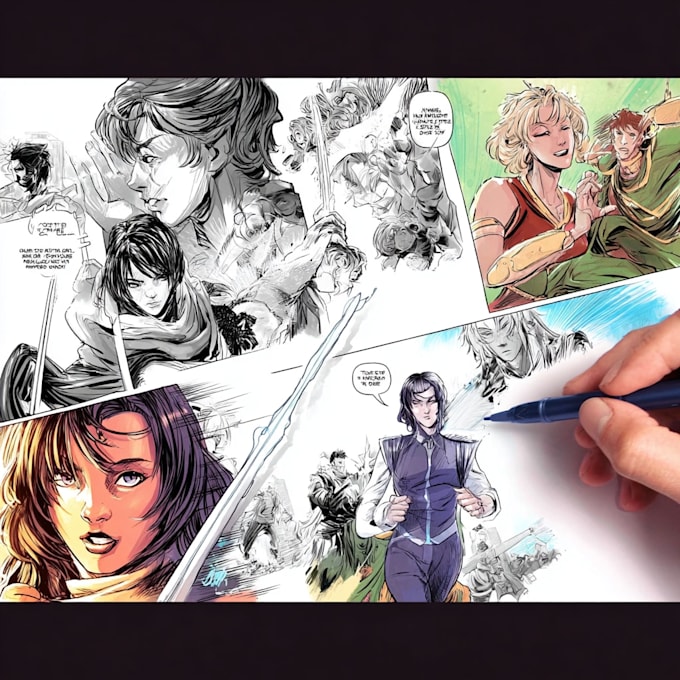 draw comic book page, graphic novel, comic book page