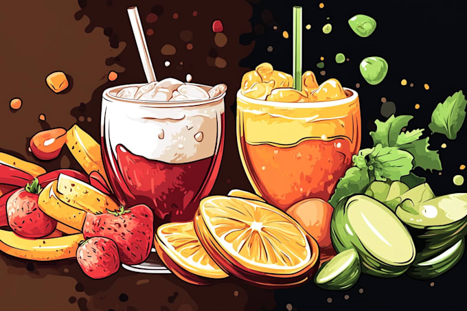draw food and drink vector illustrations from photos