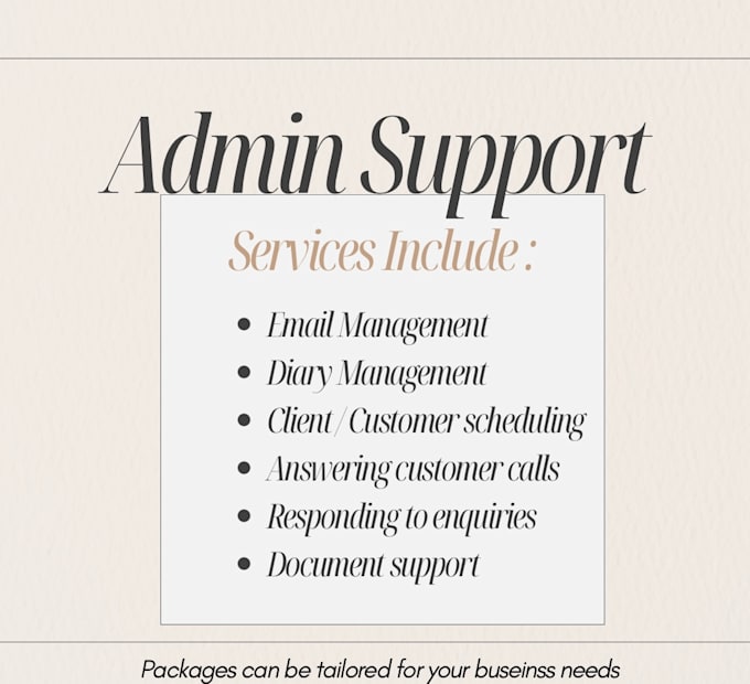 support you with admin and business support