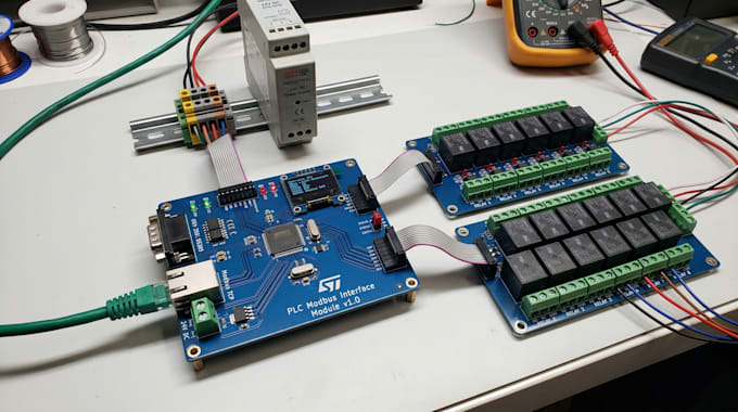create plc interface modbus pcb and relay control boards
