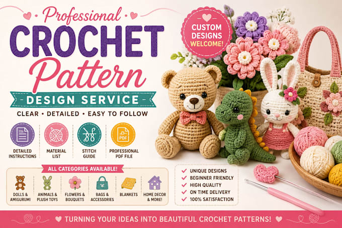 create a custom crochet pattern PDF from your idea or photo
