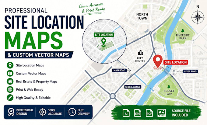 create professional site location maps and custom vector maps