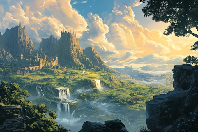 design a stunning fantasy landscape