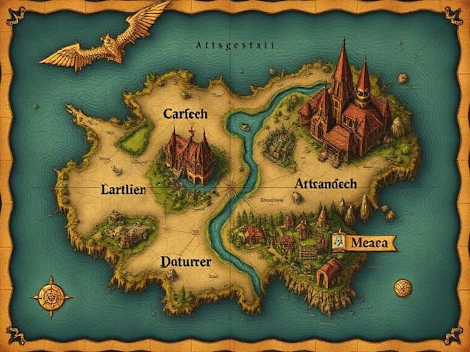 create detailed fantasy cartography game world maps