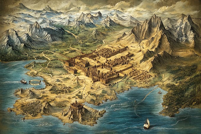 custom fantasy map design for rpgs, games, novels