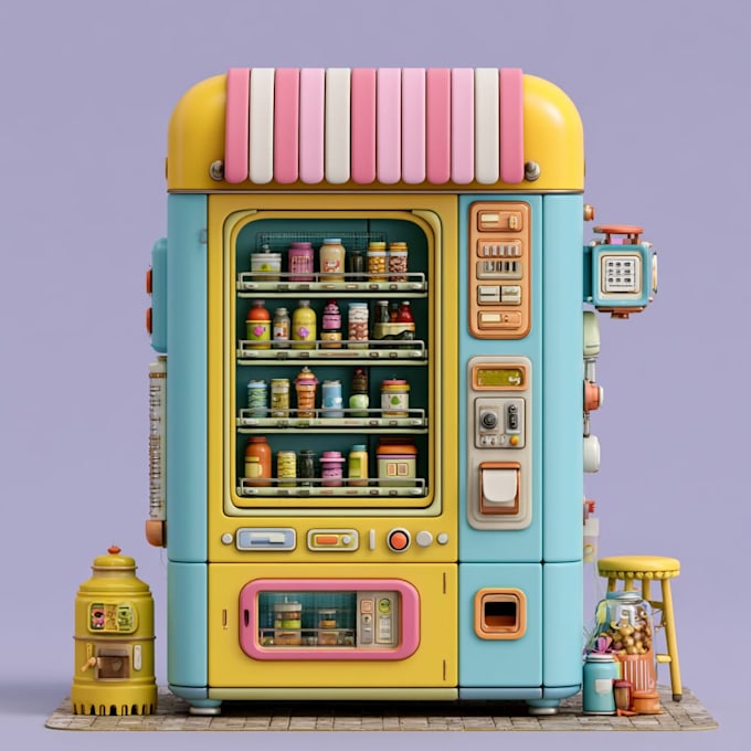 design a 3d vending machine or trade booth