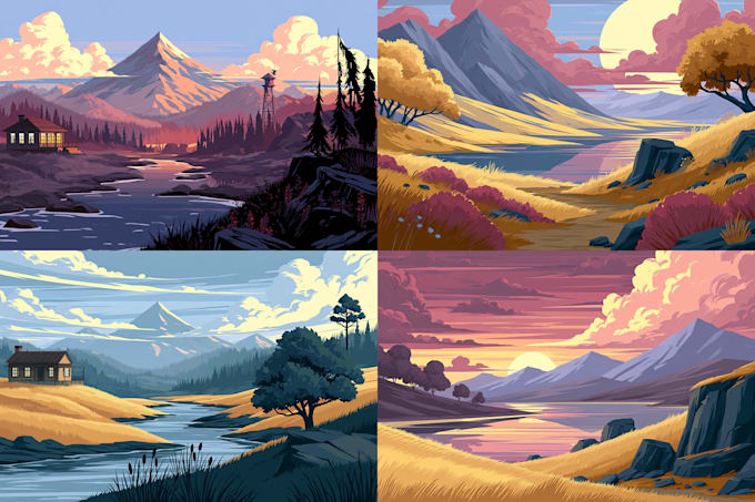 create a landscape and urban vector art illustration