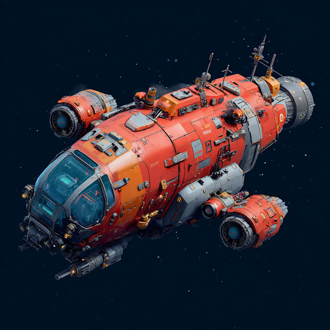 create sci fi spaceship art and futuristic illustrations