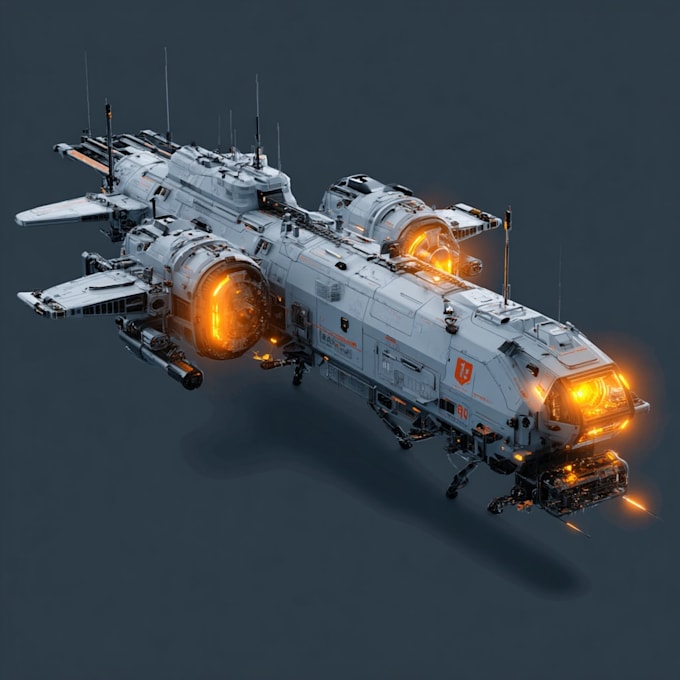 create sci fi spaceship art and futuristic illustrations