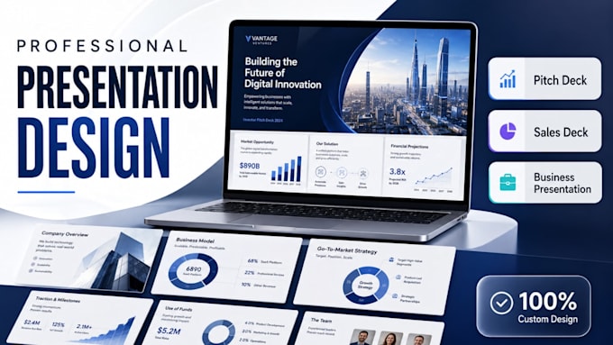 design marketing presentation, sales deck, business presentation and pitch deck