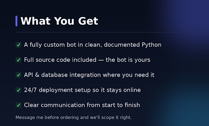 develop a custom discord or telegram bot in python