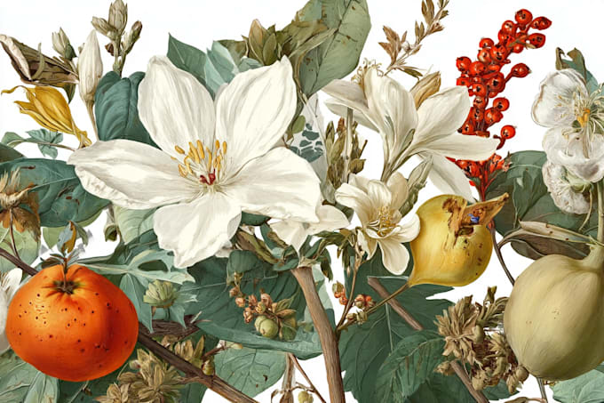 paint custom botanical plants fruits illustration