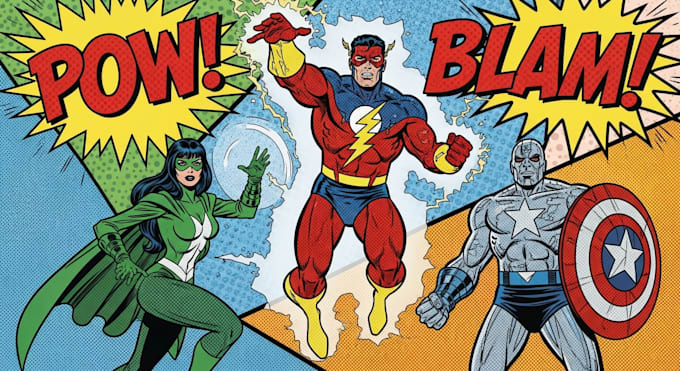 make a comic superhero pop art or marvel style